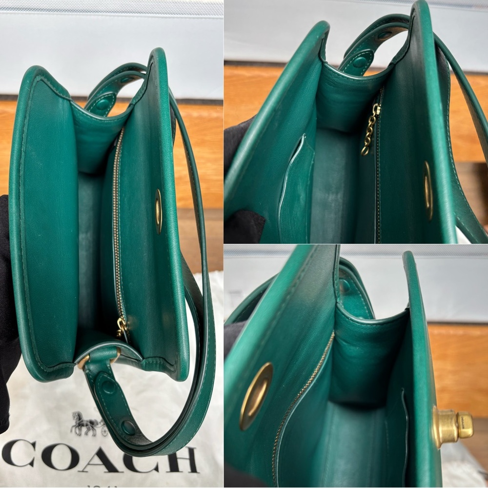 COACH Turnlock Shoulder Bag Green - Picture 12 of 16